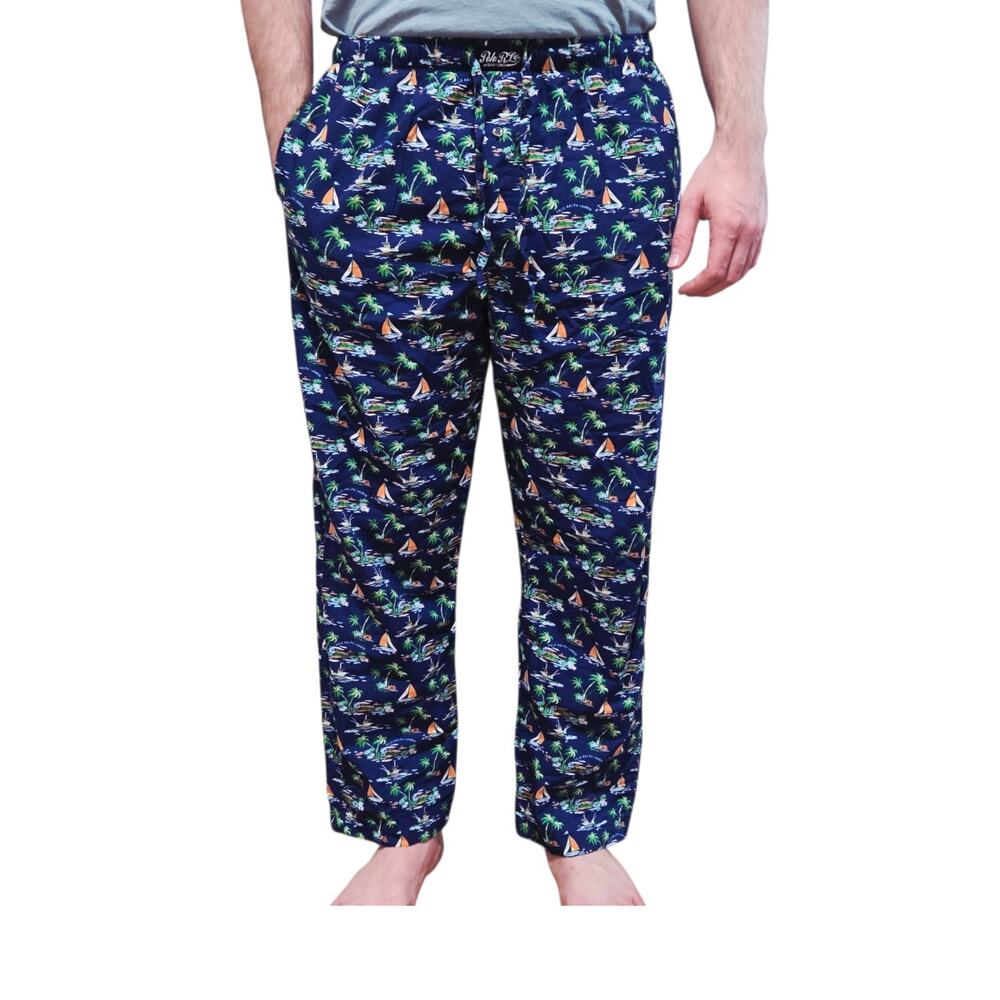 Polo Ralph Lauren Pajama Pants Island All Over Print Mens Sz L Sleepwear Cotton